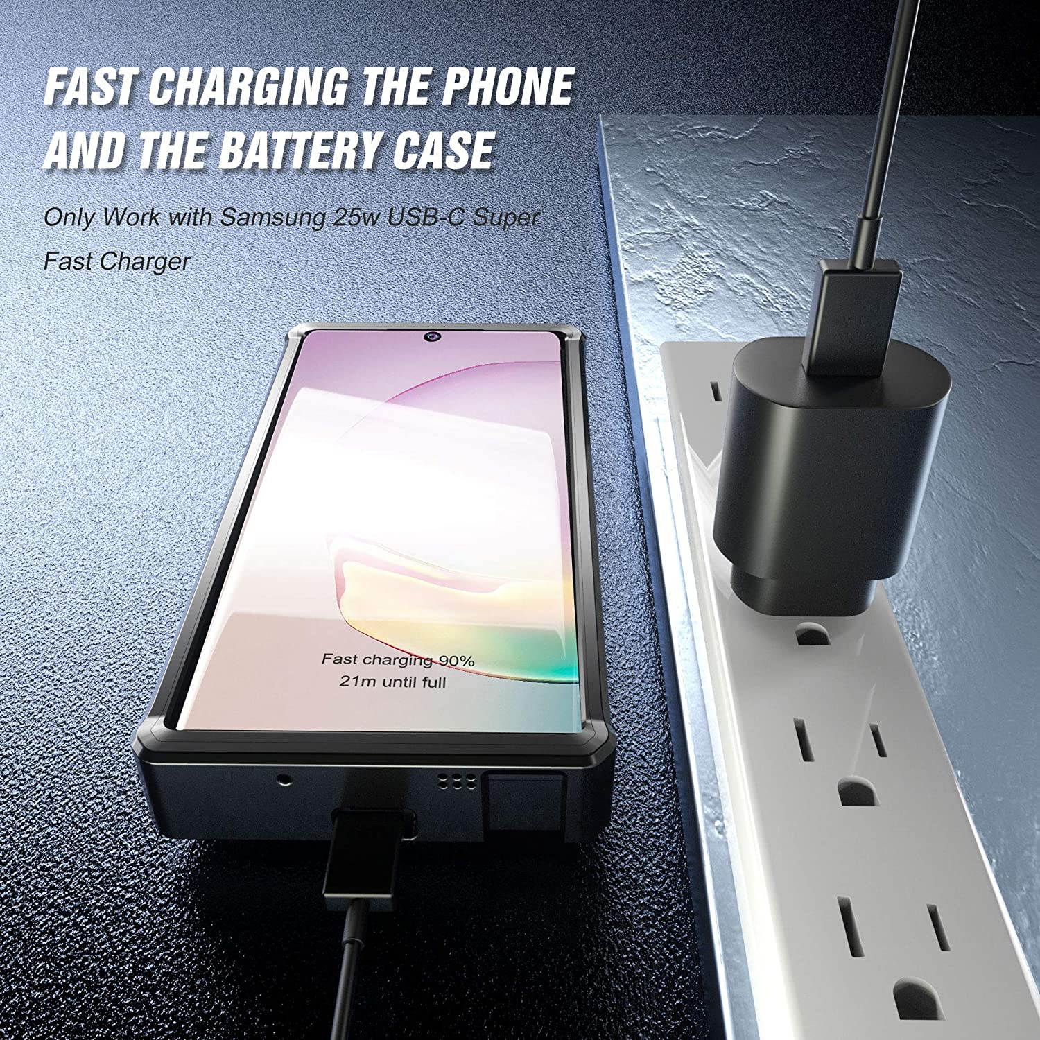 ZEROLEMON Galaxy Note 10 Plus Battery Case 10000mAh, Fast Charging & Qi Wireless & Android Auto & Samsung Dex Supported, ZeroShock Extended Battery Charger Protective Case for Galaxy Note 10+ Black