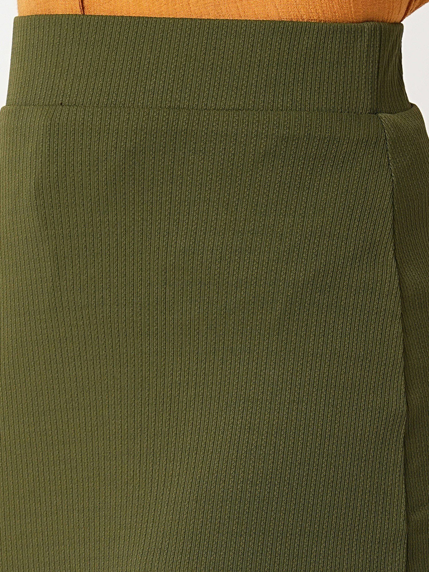 Globus Olive Self Design Midi Skirt