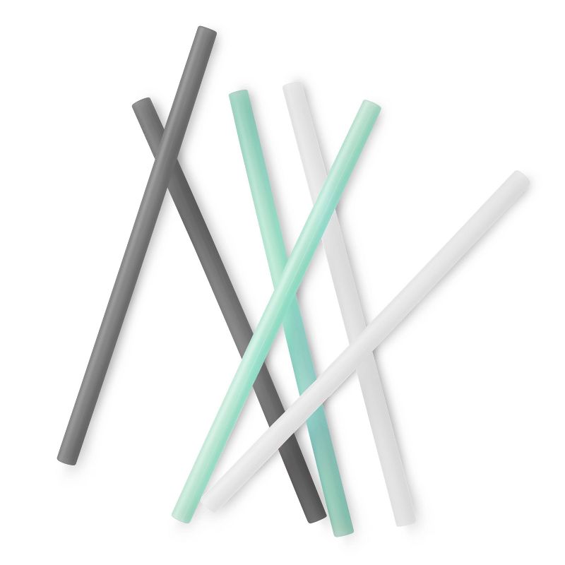 GoSili 6pk Standard Silicone Straws Mint/Gray