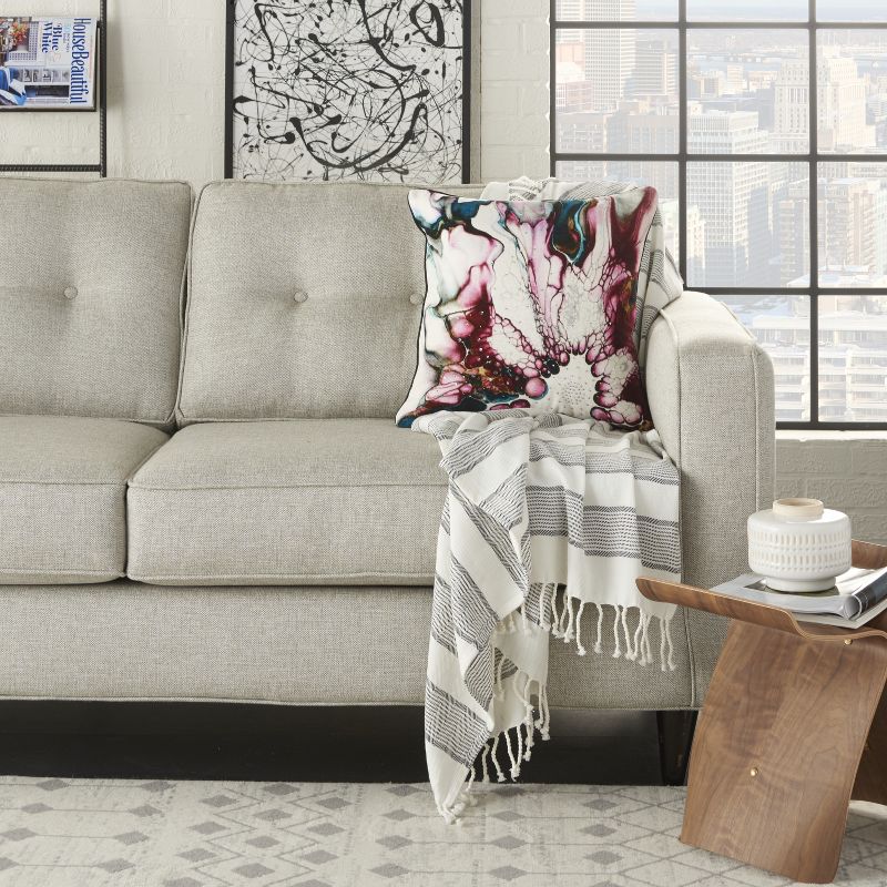 Mina Victory Luminecence Watercolor Flower Multicolor Throw Pillow - 18"X18"