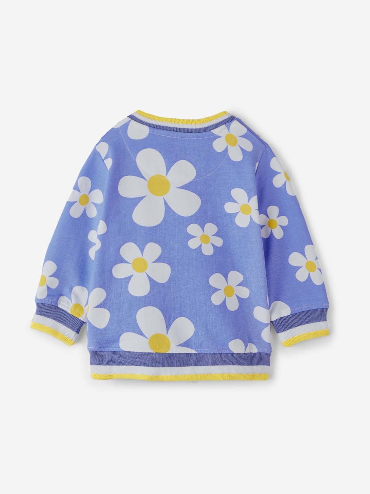The Souled Store Kids Blue & White Cotton Floral Print Full Sleeves Sweatshirt