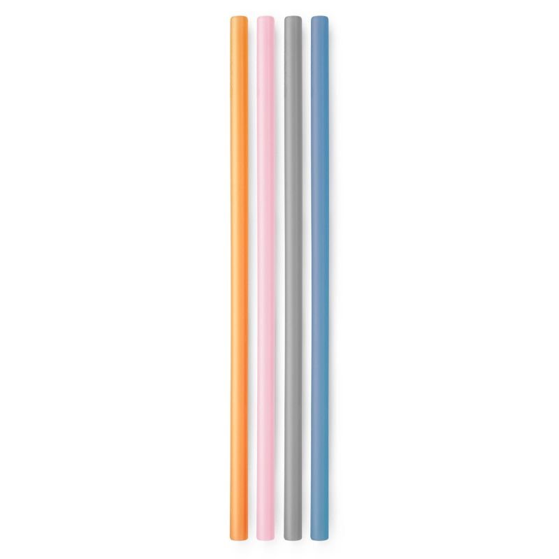 GoSili 4pk Extra-Long Silicone Straws Blue/Pink