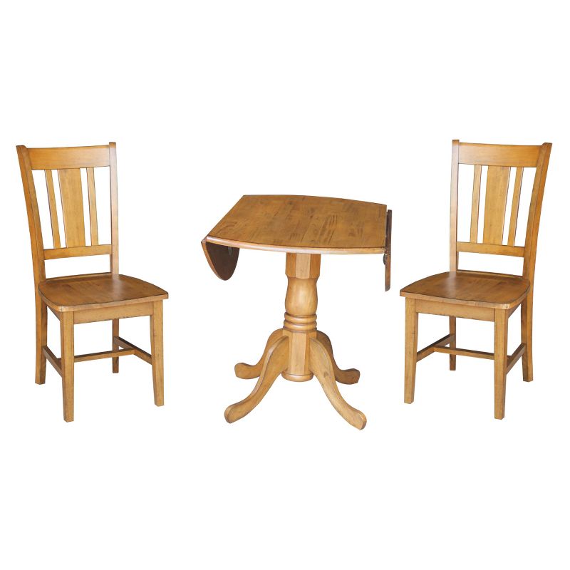 Set of 3 42" Dual  Table with 2 San Remo Chairs Dining Sets Pecan - International Concepts