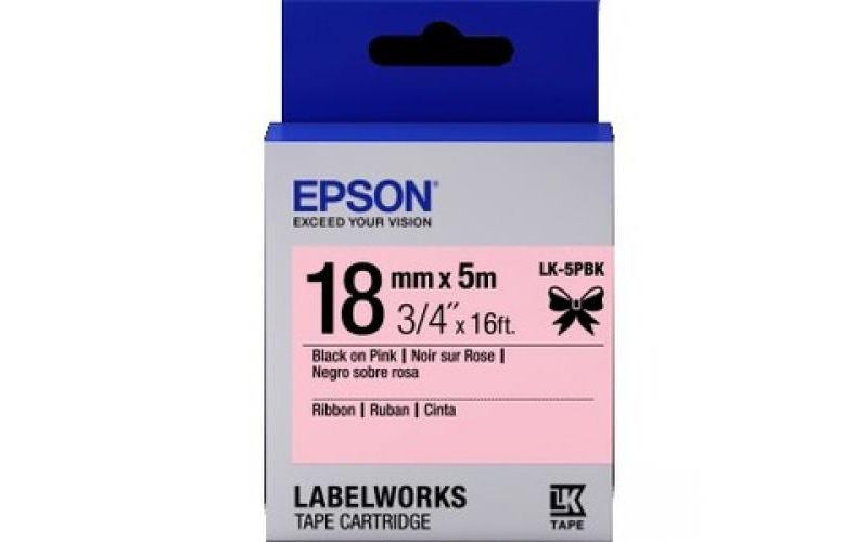 Epson LabelWorks Strong Adhesive LK Tape Cartridge ~3/4" Black on White - 3/4" Width x 30 ft Length - Thermal Transfer - White