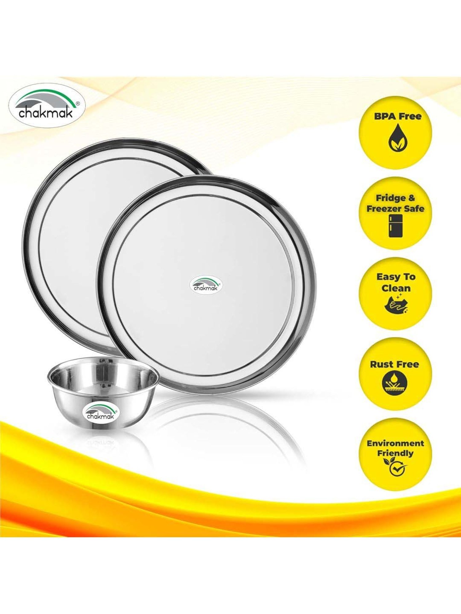Chakmak Silver Stainless Steel 36 Pcs Dinner Set