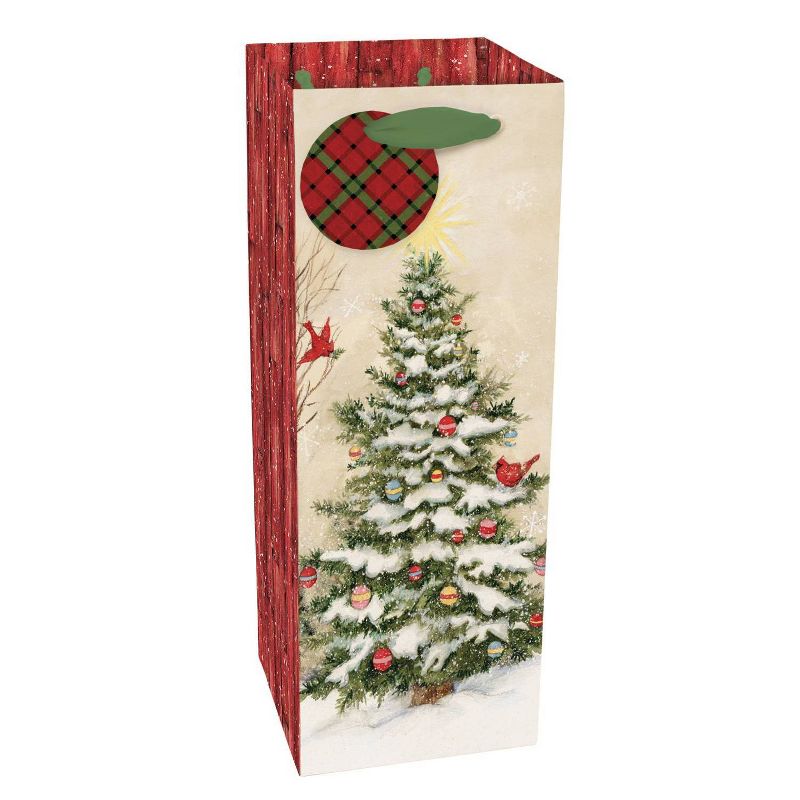 1ct Evergreen Christmas Bottle Gift Bag