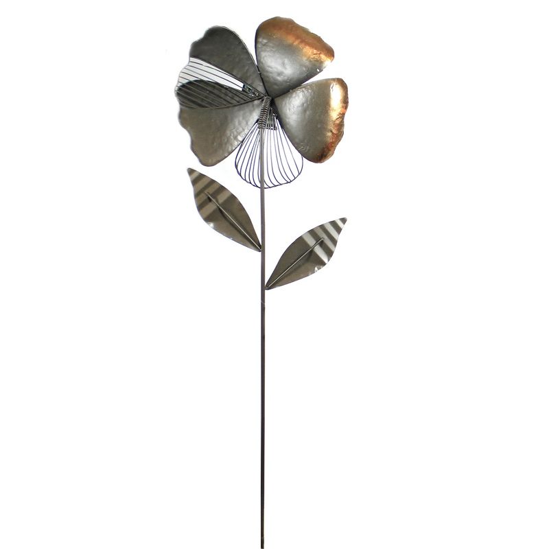 Home & Garden 44.5" Nuts & Bolts Flower Stake Blue Upcycled Summer Regal Art & Gift  -  Decorative Garden Stakes