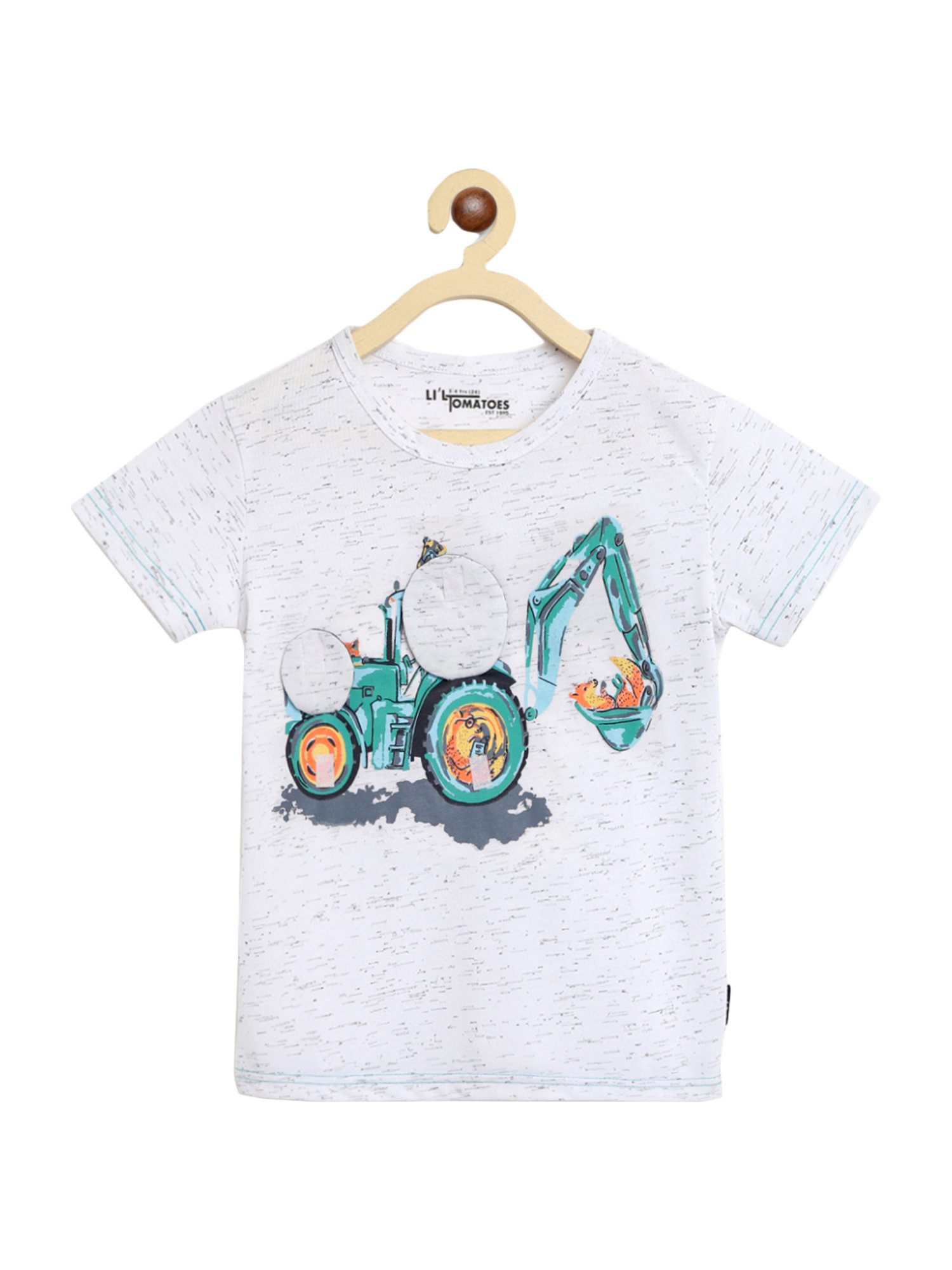 Li'l Tomatoes Kids White Cotton Graphic Print T-Shirt