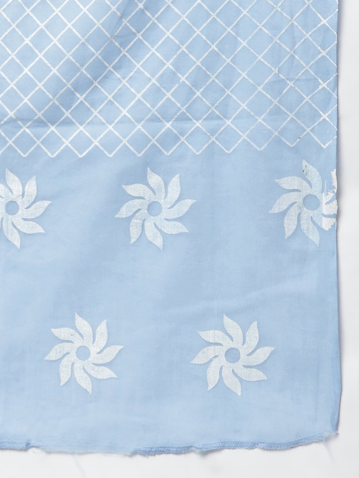 Stylum Blue Cotton Printed Kurta Pant Set With Dupatta