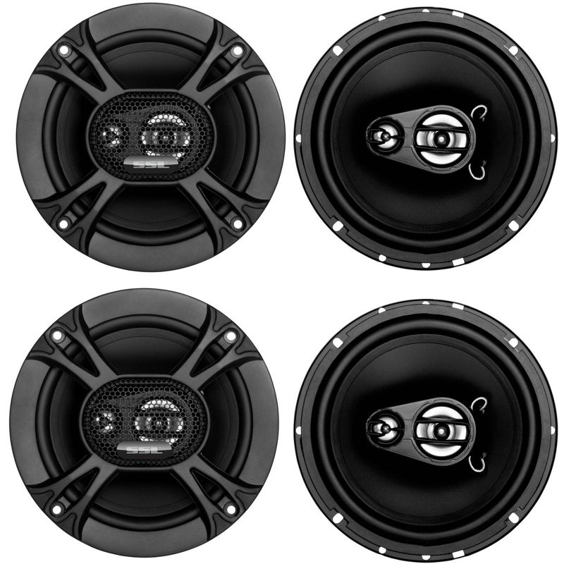 4) Soundstorm SSL EX365 6.5" 300W 3-Way Car Coaxial Audio Black Speakers Pair
