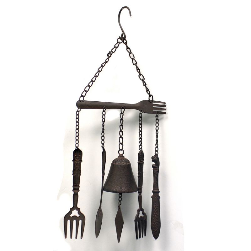 Home & Garden 18.0" Forks And Spoons Windchime Bell Knife Rustic Metal Manual Woodworkers And Weavers  -  Bells And Wind Chimes