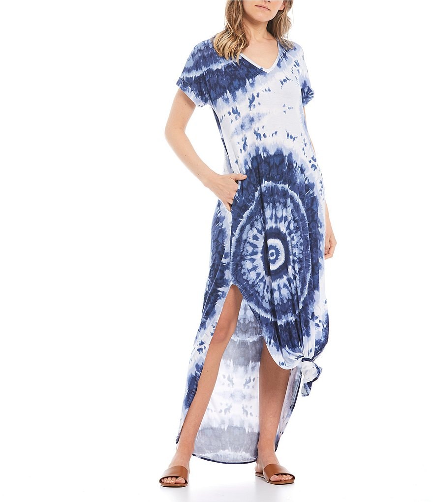 Stilletto's Tie Dye V-Neck T-Shirt Maxi Dress