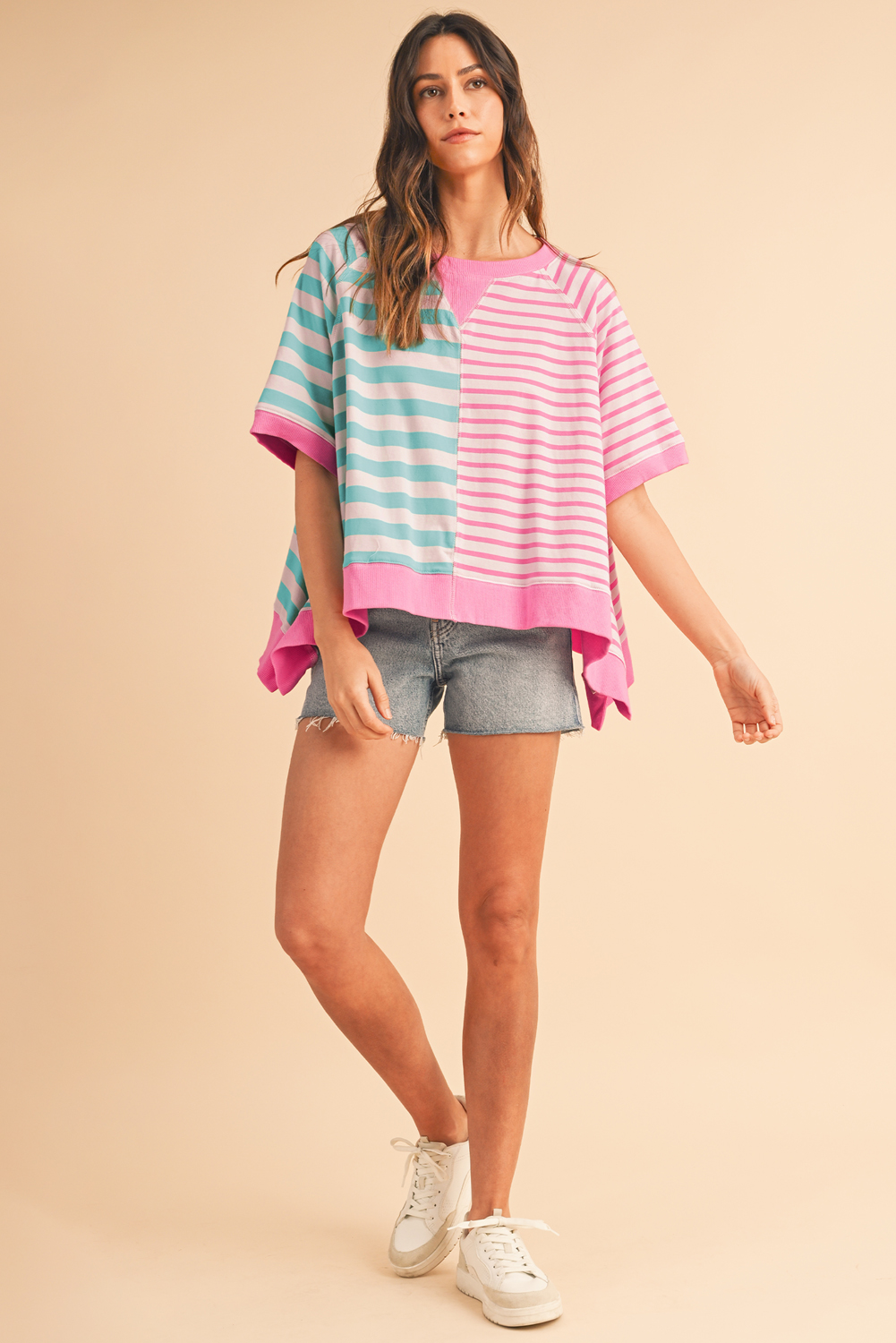 White Tie-dye Print Oversized Boyfriend T Shirt