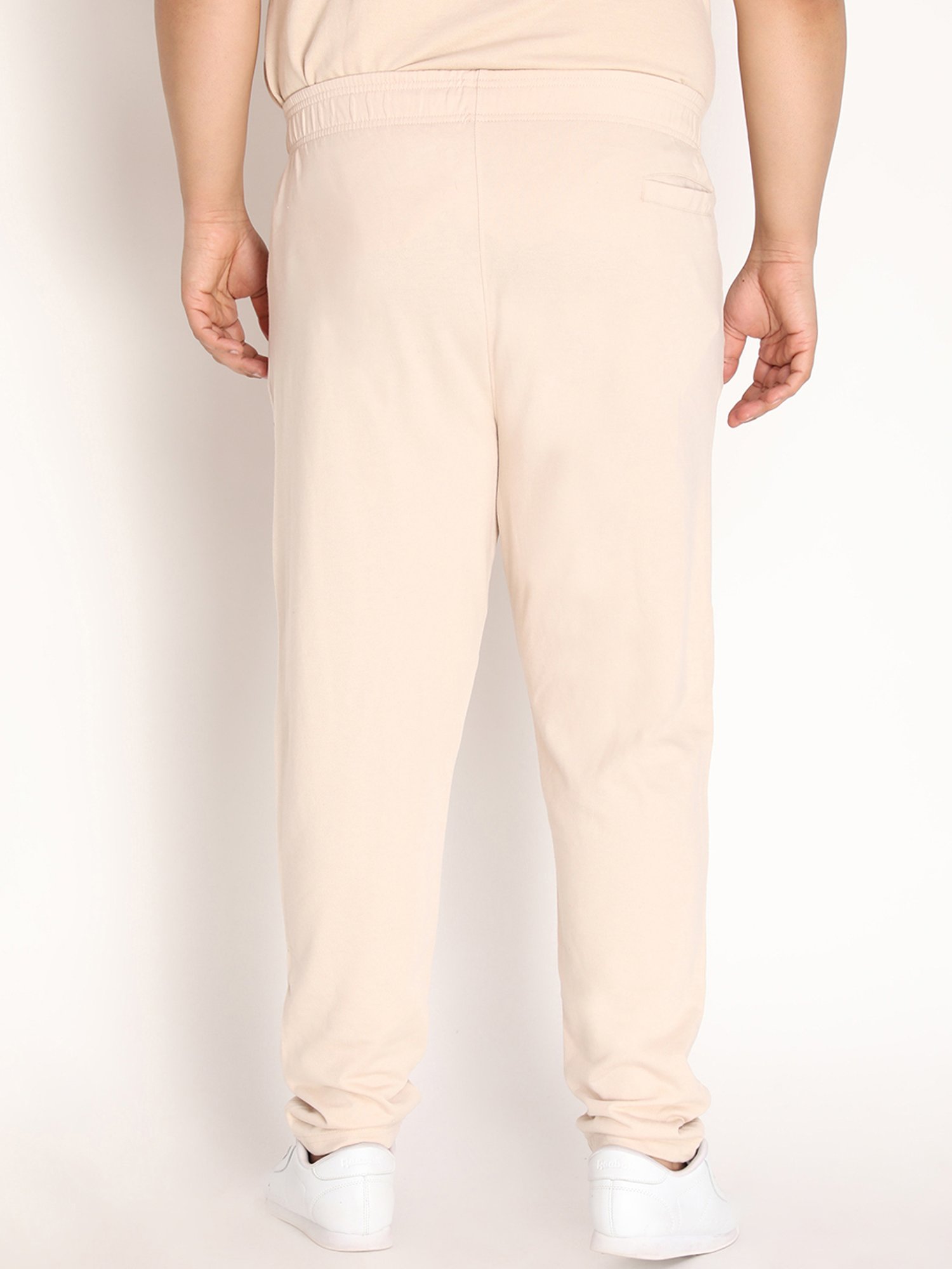 Chkokko Pastel Beige Cotton Relaxed Fit Trackpants