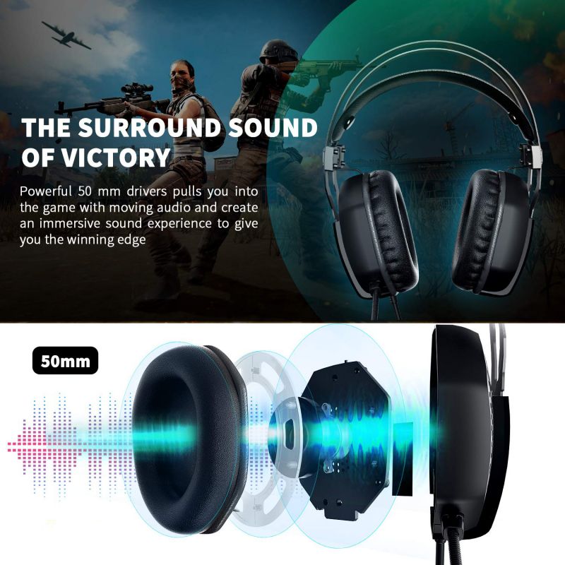 Mifanstech V-10 Gaming Headset for Xbox One Playstation 2 PS4 PC - 3.5mm Surround Sound, Noise Reduction Game Headphone with Microphone and Volume Control for Laptop, Tablet,Switch Games (Black)