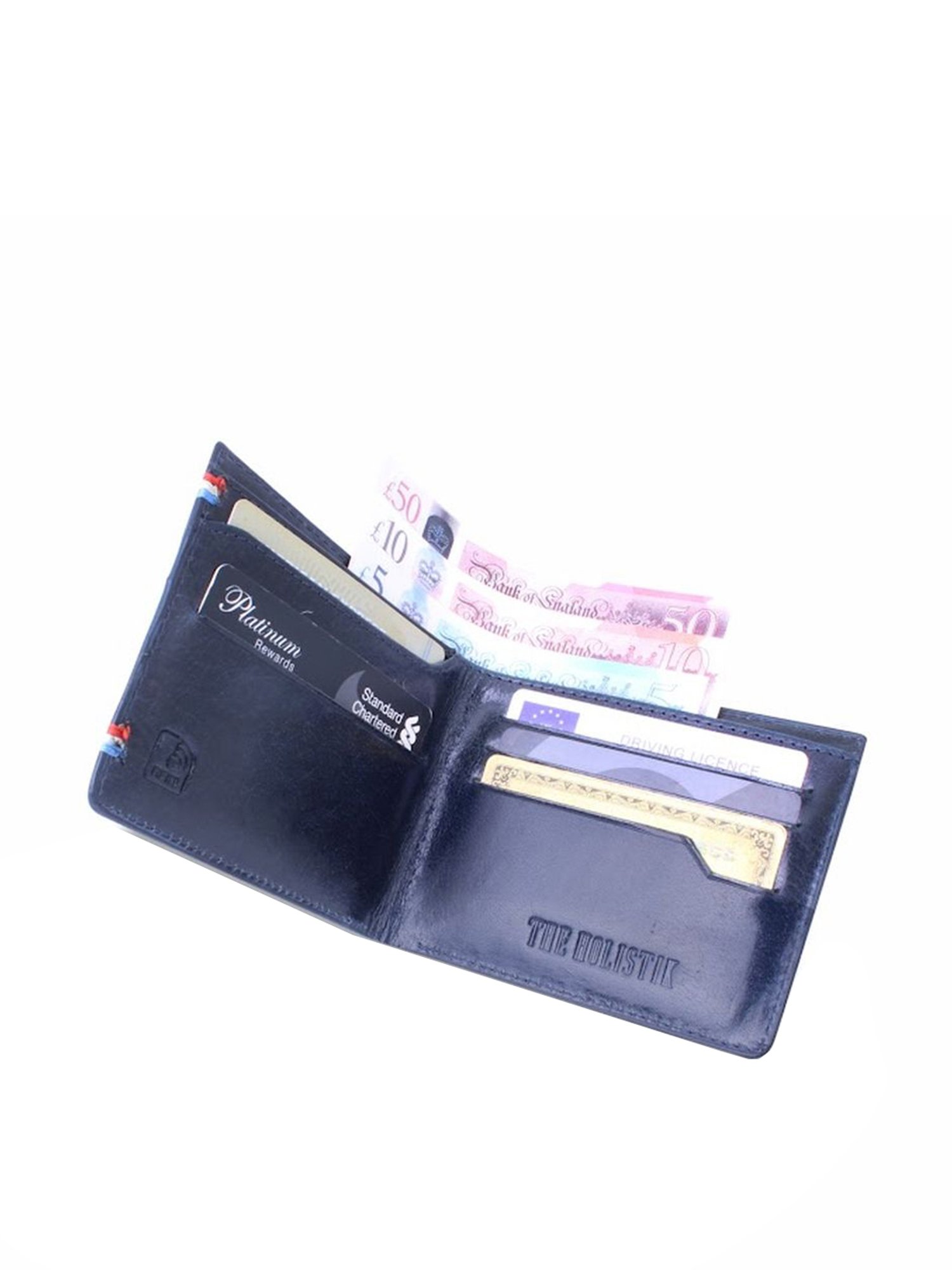THE HOLISTIK Sterling Navy Blue Casual Leather Bi-Fold Wallet for Men