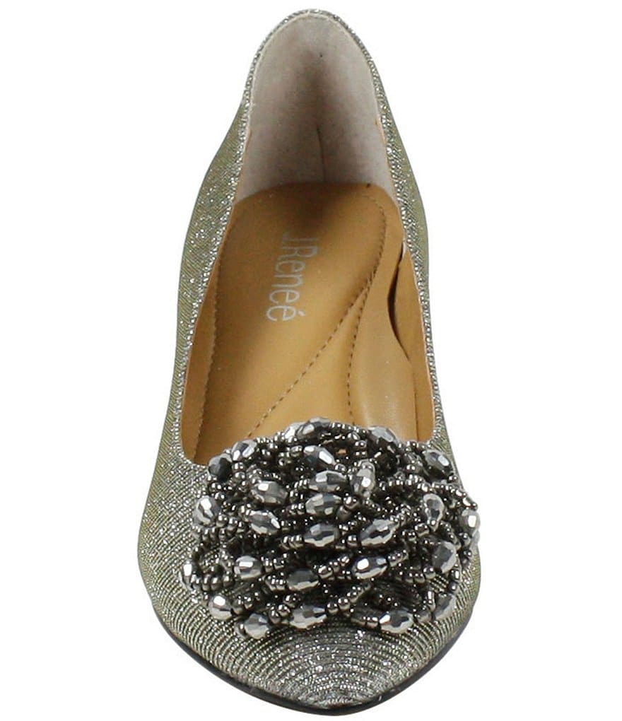 J. Renee Deyanne Glitter Fabric Beaded Floral Ornament Detail Pumps