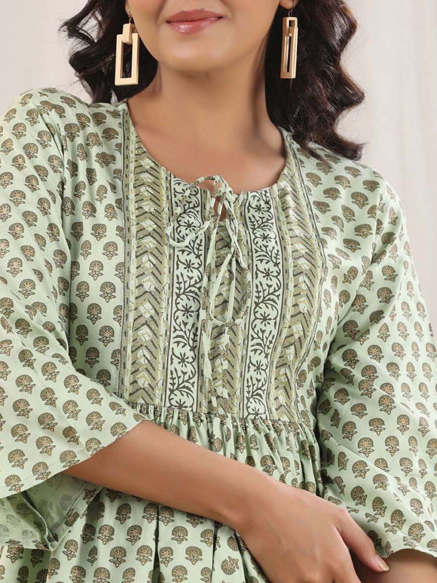 Rain and Rainbow Green Printed Tunic