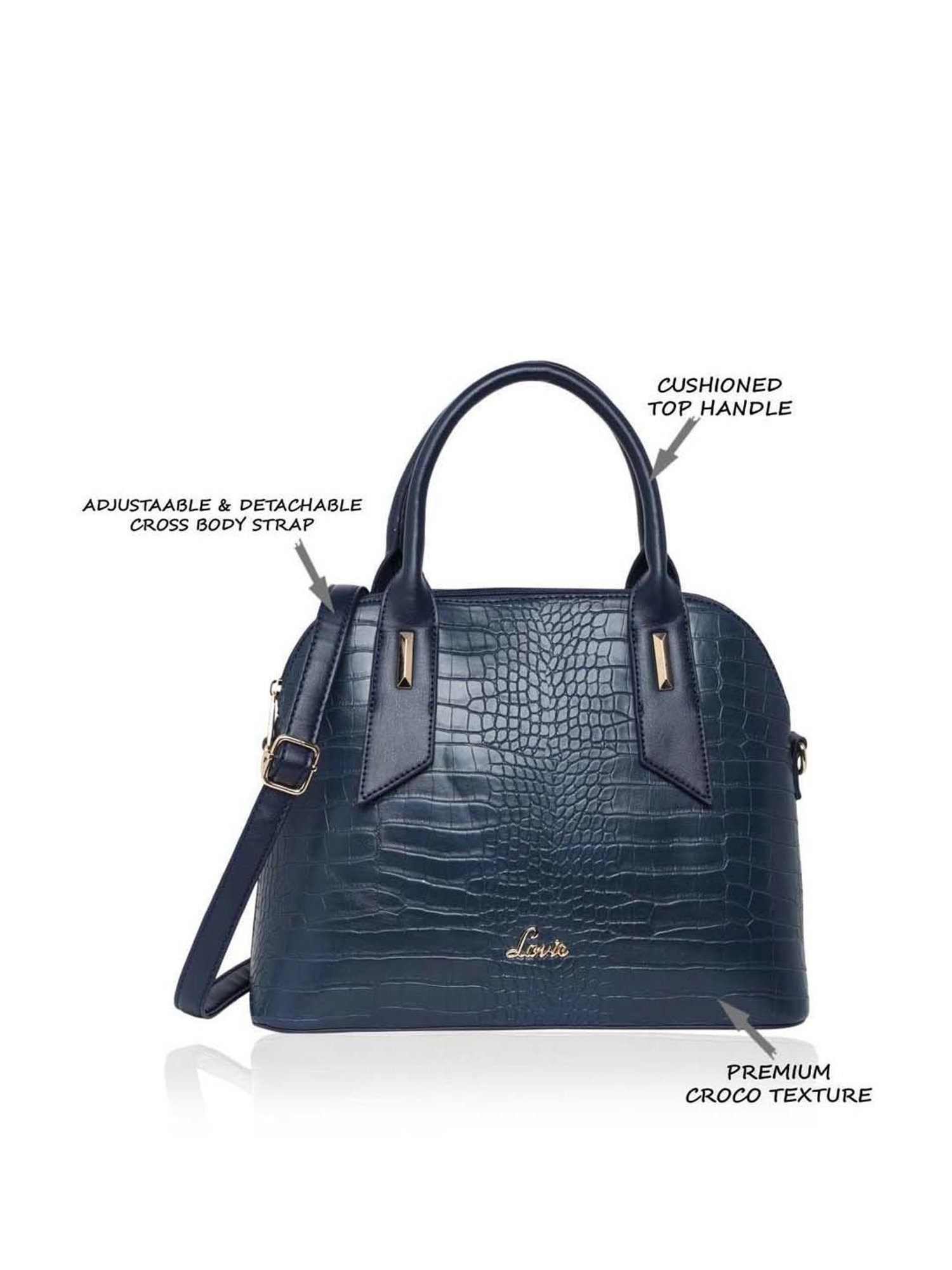 Lavie Navy Textured Large Handbag