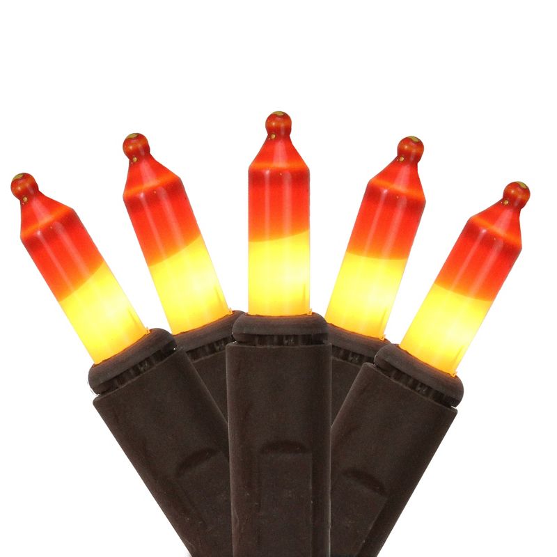 J. Hofert Co 100ct Yellow and Orange LED Mini Halloween Lights - 20.5ft Brown Wire