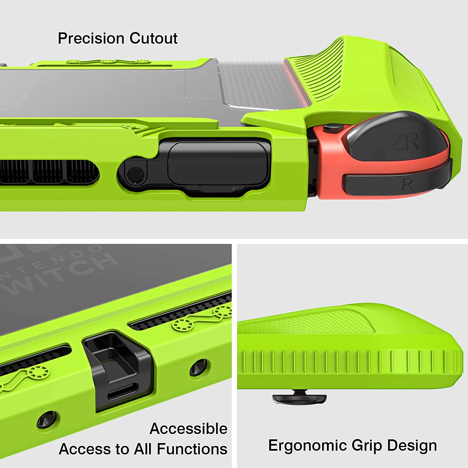 HEYSTOP Case Compatible with Nintendo Switch Case Screen Protector,TPU Protective Heavy Duty Cover Case for Nintendo Switch with Shock Absorption and Anti-Scratch (Transparent Green)