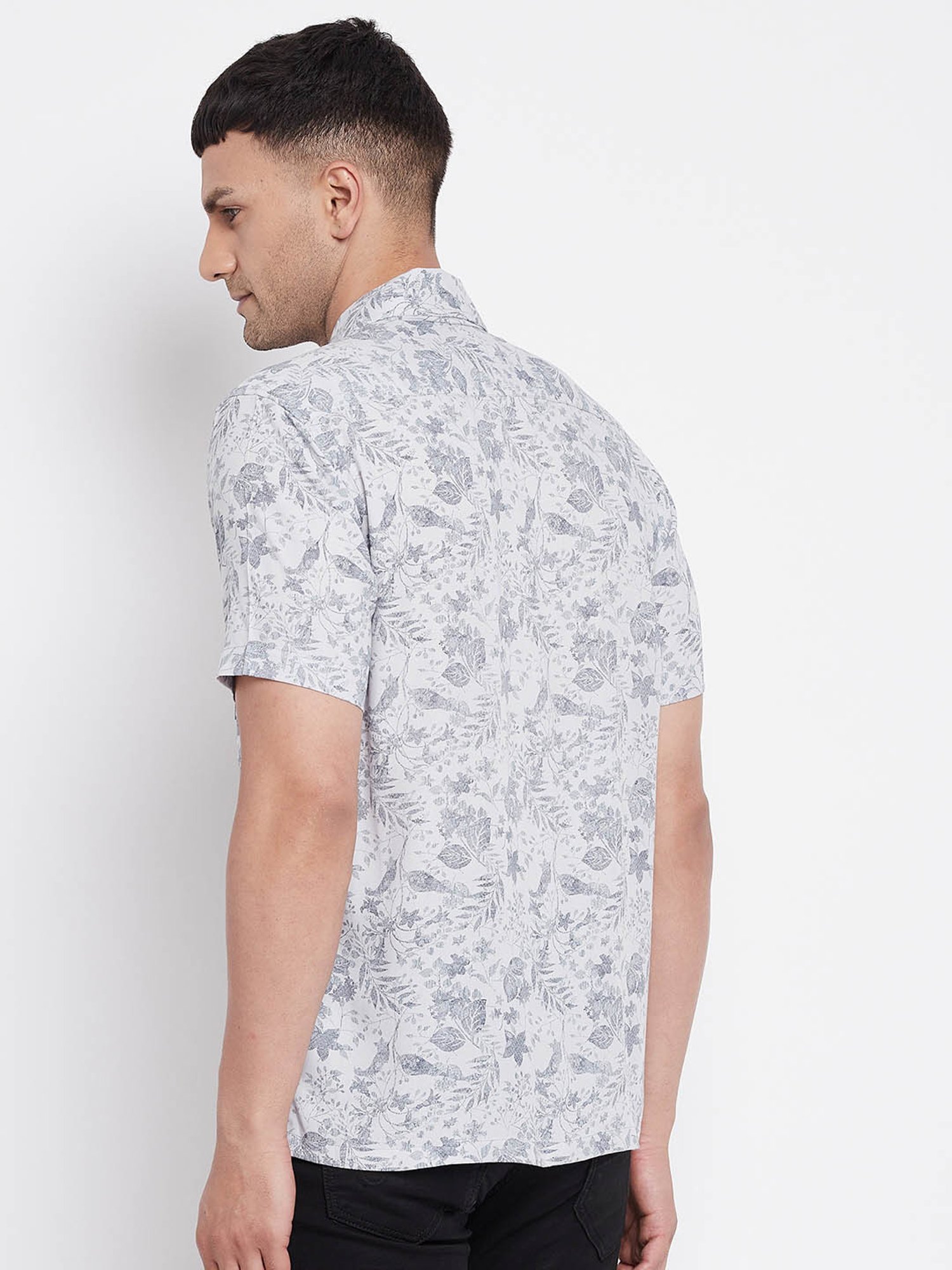 Even Light Grey Regular Fit Printed Shirt