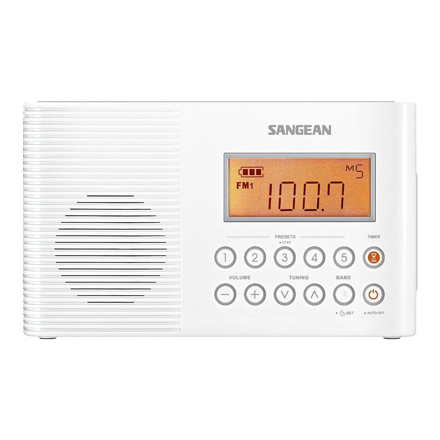 Sangean H201 Portable AM/FM/Weather Alert Digital Tuning Waterproof Shower Radio