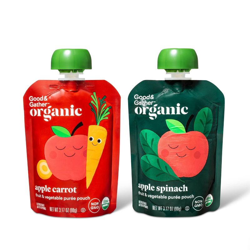 Organic Applesauce Pouches - Apple Carrot & Apple Spinach - 12ct - Good & Gather™