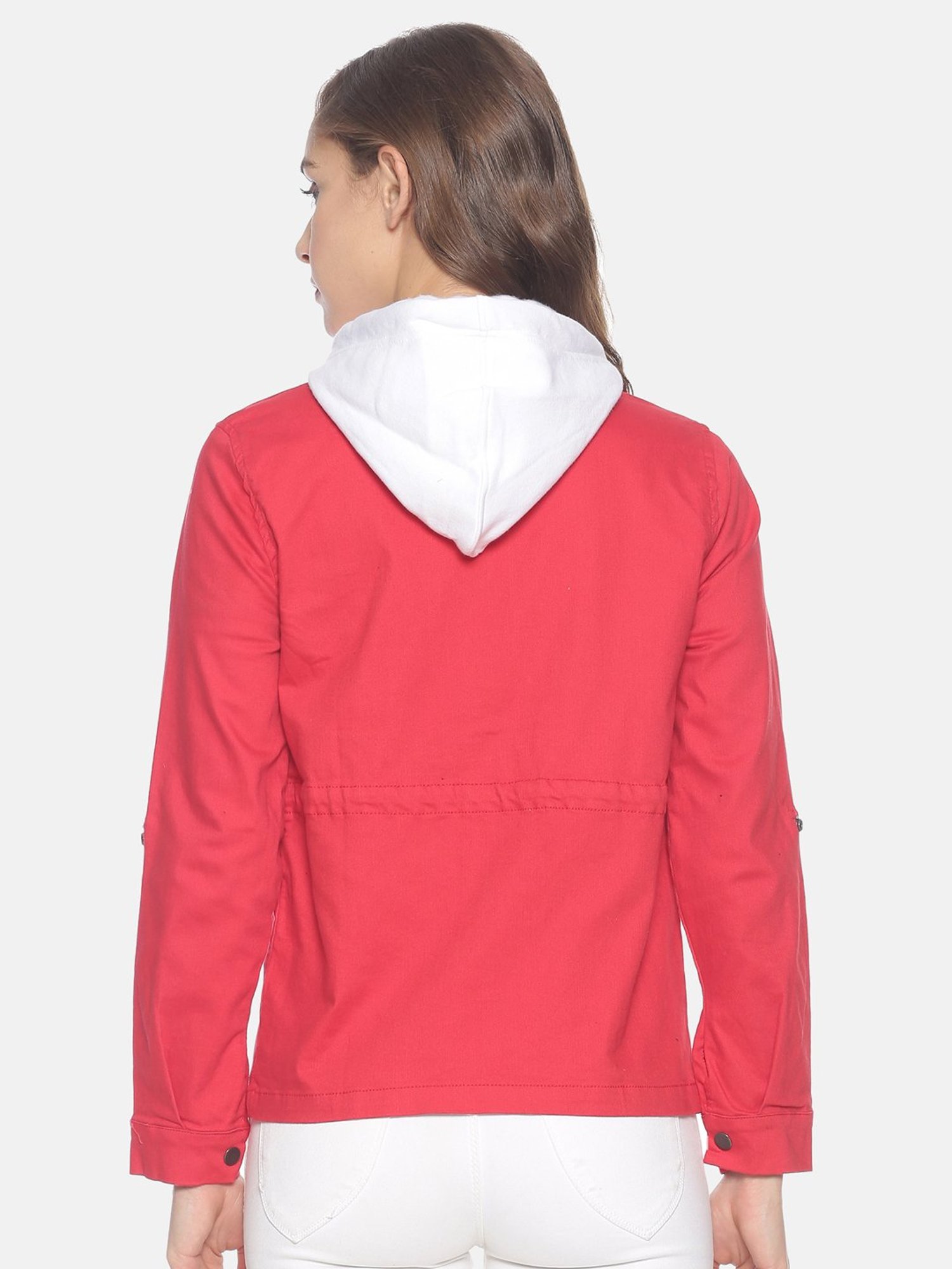 Campus Sutra Red Hooded Jacket