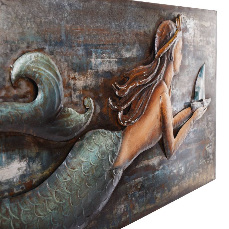 47" Three Dimensional Mermaid Handmade Decorative Wall Art - StyleCraft