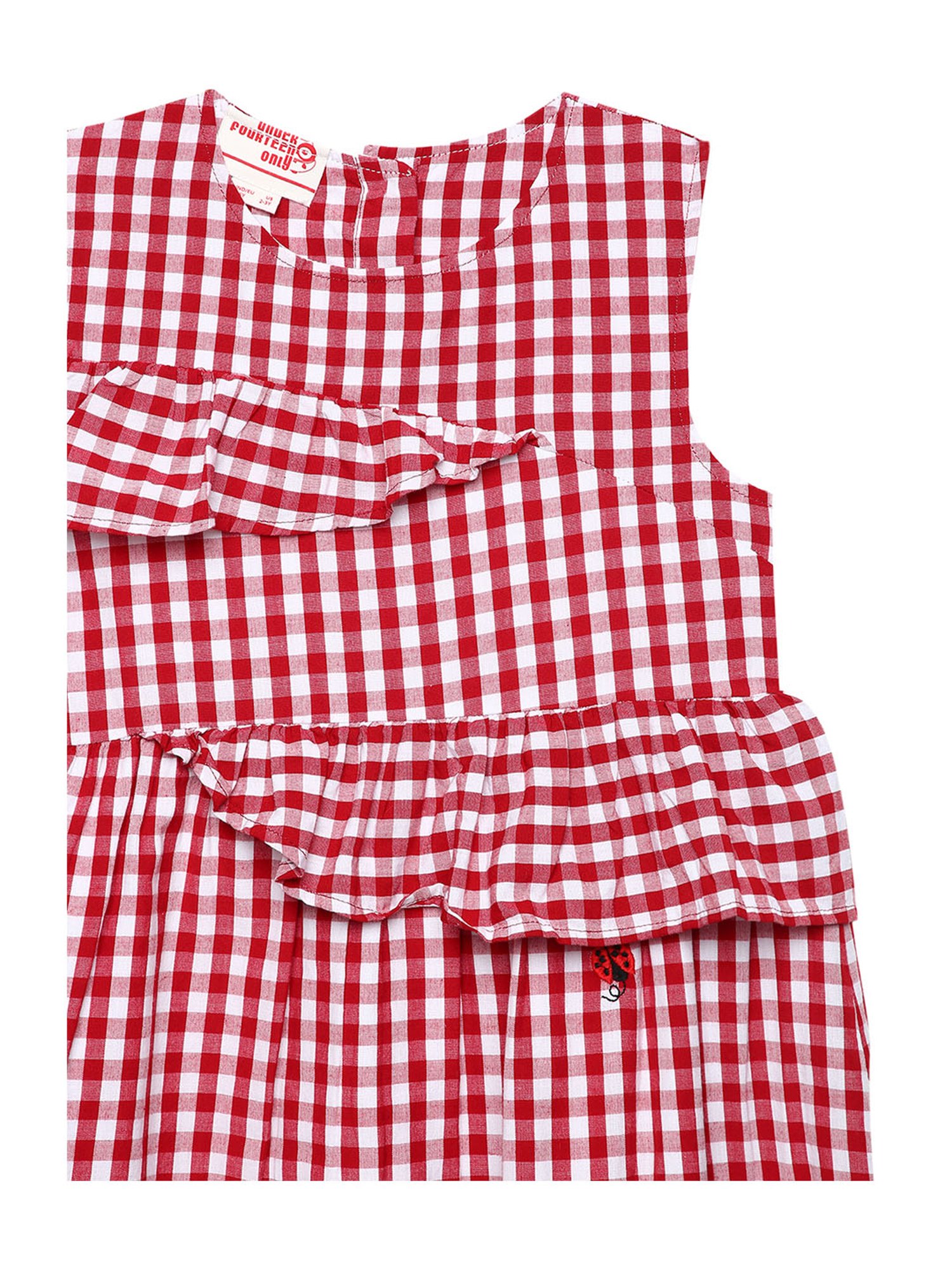 Under Fourteen Only Kids Red & White Checks Dress