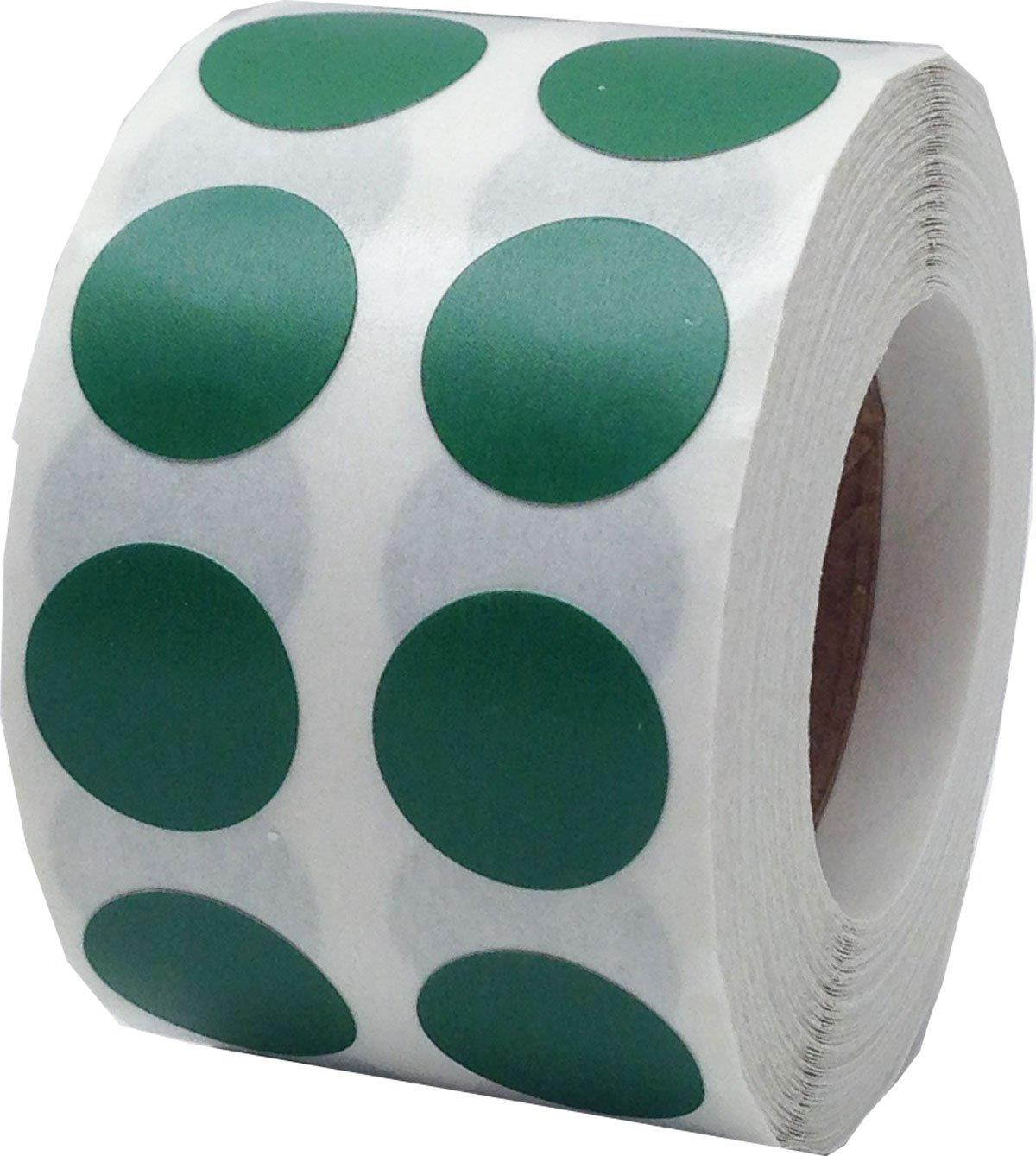 Green Circle Dot Stickers, 1/2 Inch Round, 1000 Labels on a Roll