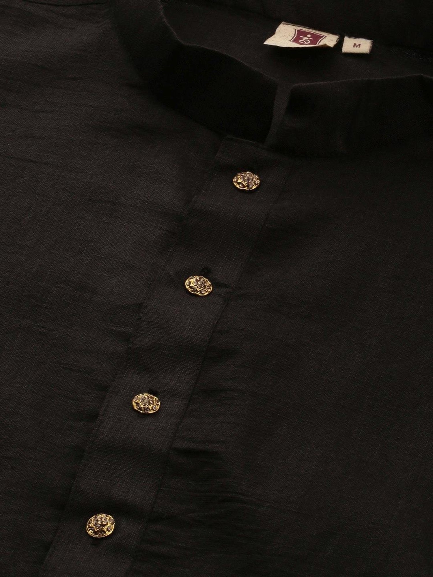 SWAGG INDIA Black Cotton Regular Fit Kurta