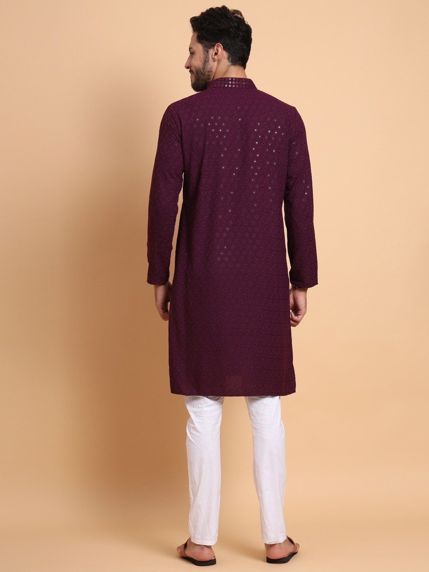 SWAGG INDIA Maroon Regular Fit Embroidered Kurta