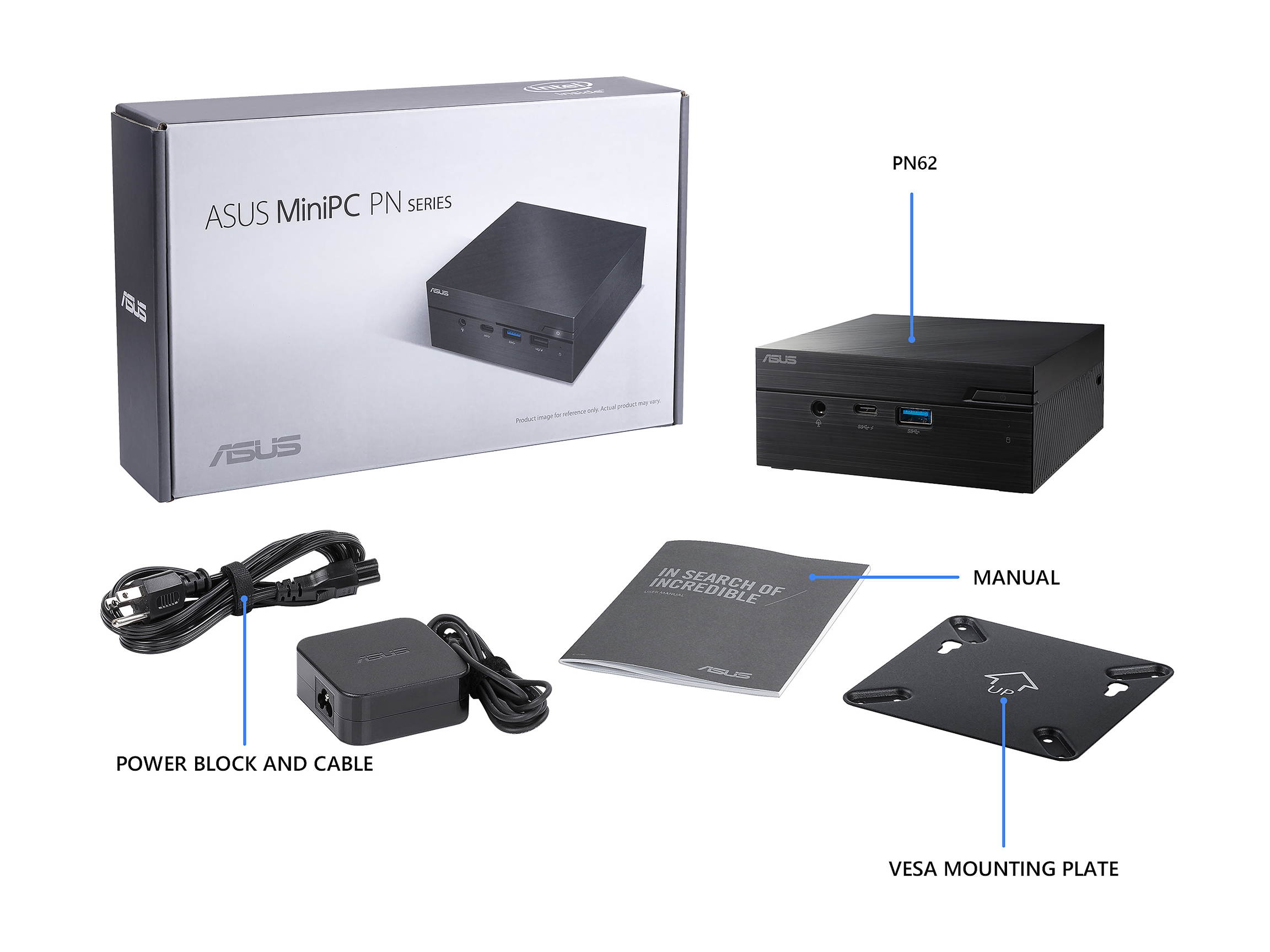 ASUS Desktop Computer PN62S-B5287ZD0 Intel Core i5 10th Gen 10210U (1.60 GHz) 8 GB DDR4 256 GB PCIe SSD Windows 10 Pro 64-bit