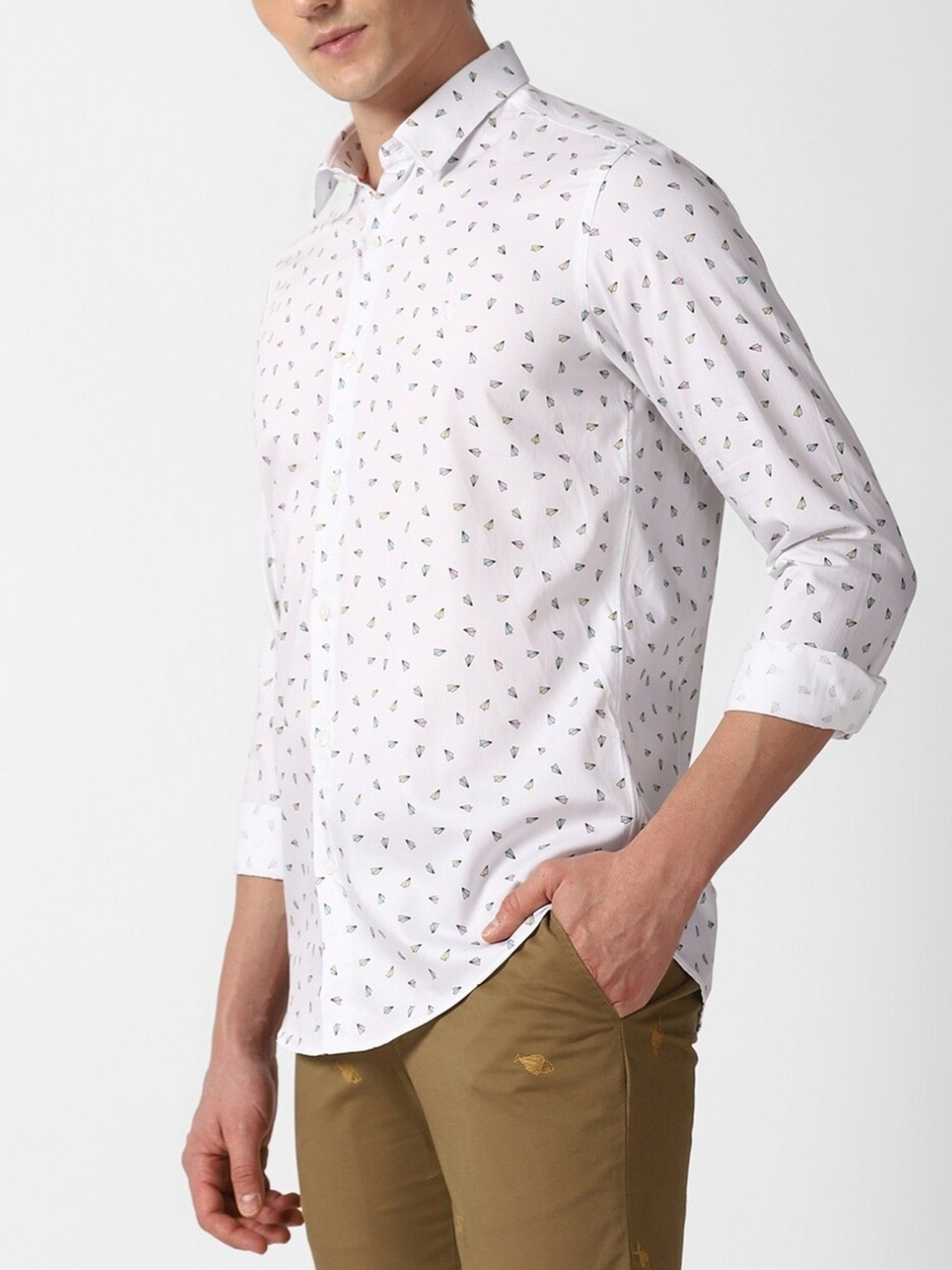 Simon Carter London White Printed Slim Fit Shirt