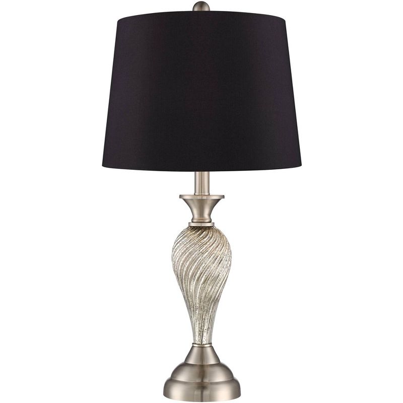 Regency Hill Arden Brushed Nickel Twist Black Shade Table Lamps Set of 2
