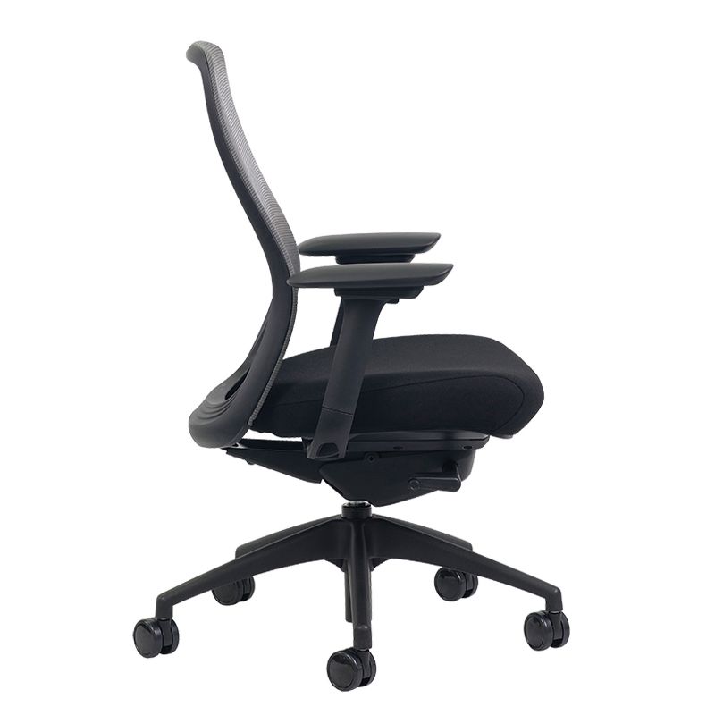 Eurotech Vera Ergonomic Executive Office Desk Chair w/ Piano Gray Mesh Back & Black Fabric Seat Cushion, Adjustable Height, Depth, Recline, & Arms