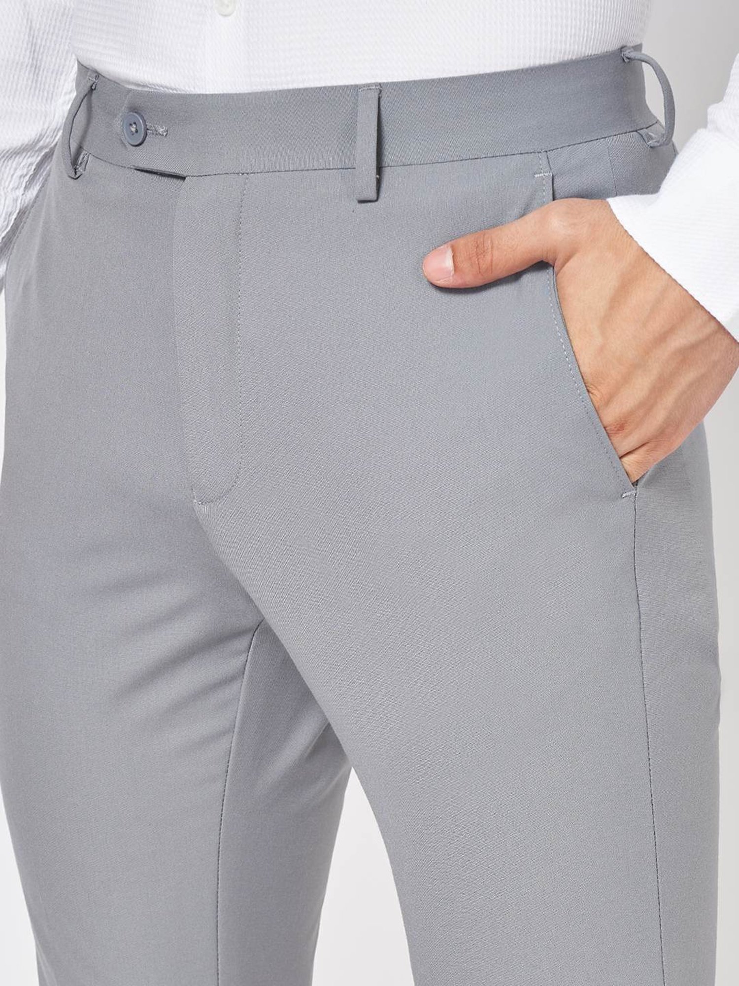 Peregrine By Pantaloons Grey Slim Fit Trousers