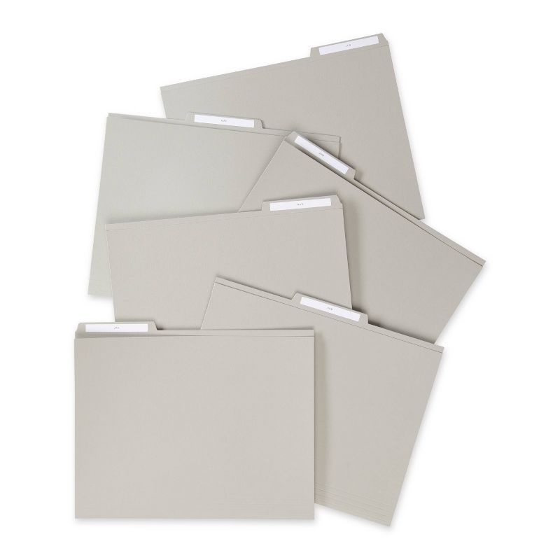 6ct File Folders with Label Set Letter Size Gray - Good Office Day