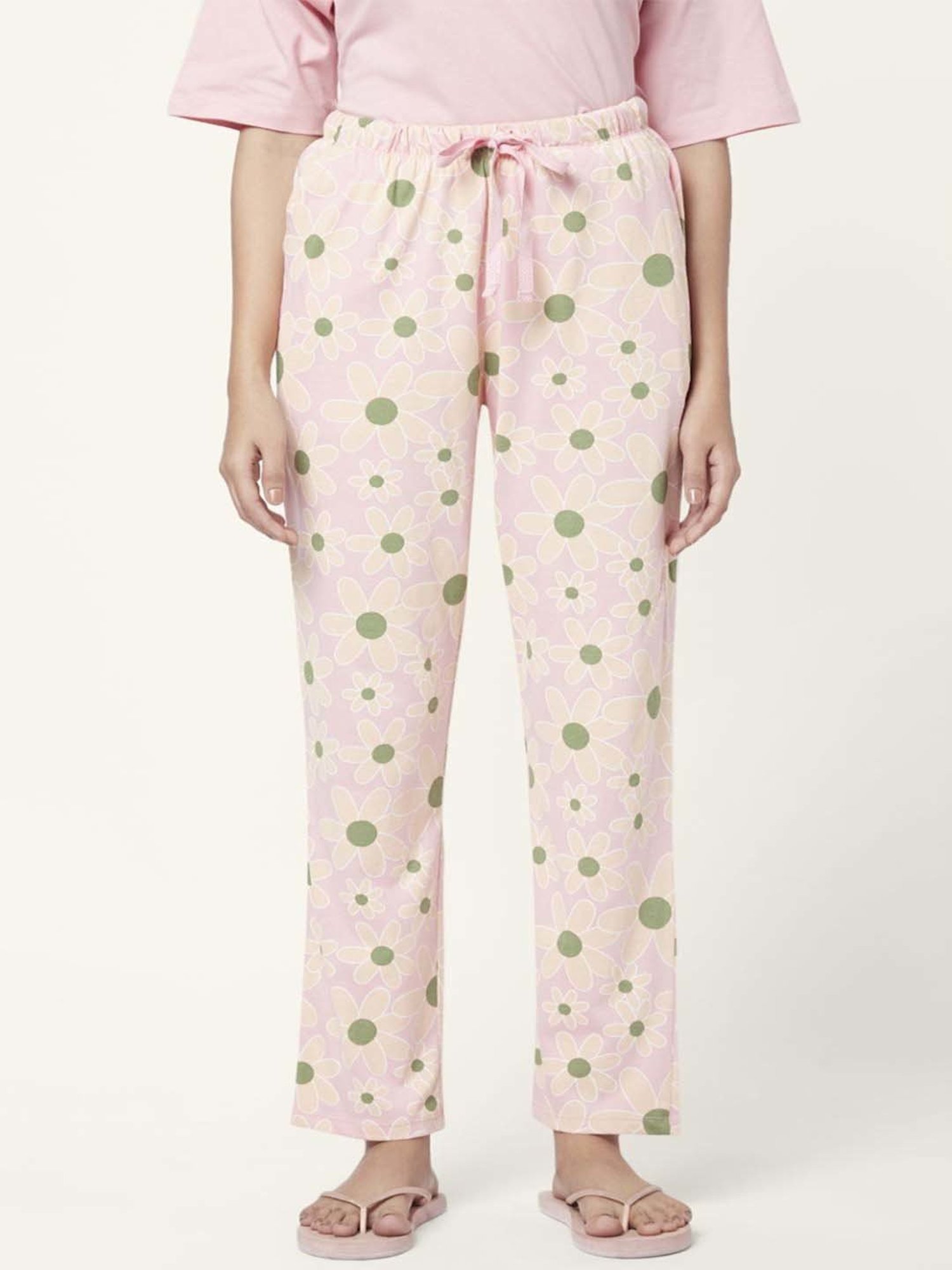 Dreamz by Pantaloons Pink Cotton Floral Print Pyjamas