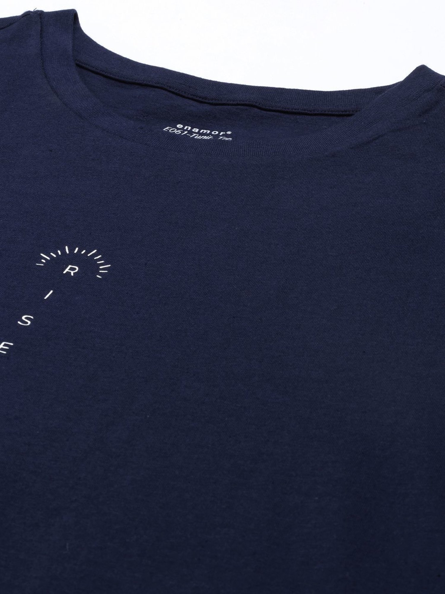 Enamor Indigo Blue Cotton Graphic Print Sleep Tee