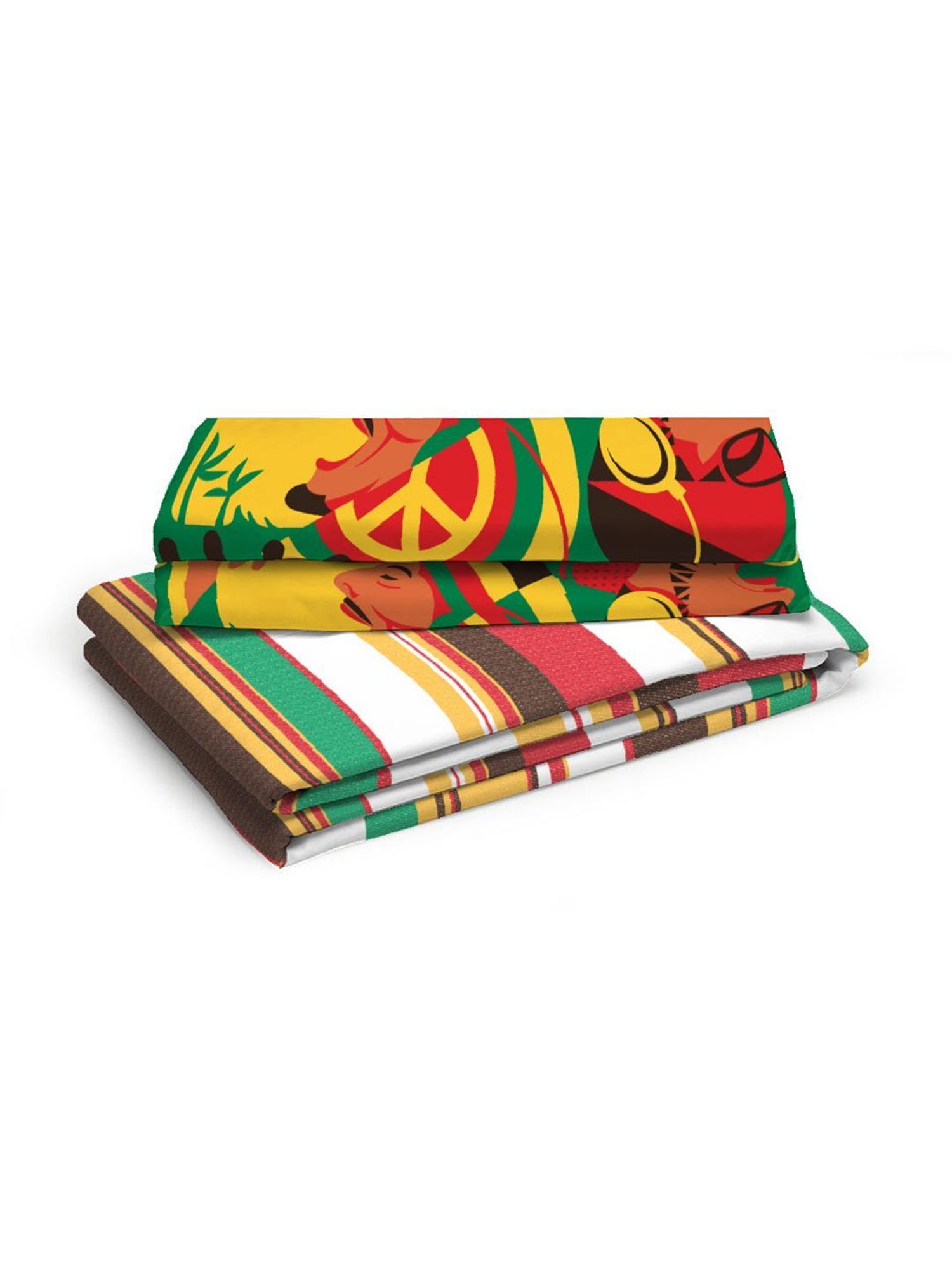 Boutique Living Rasta Rhymes Printed Multicolor 146 TC Cotton King Bed Sheet with 2 Pillow Covers