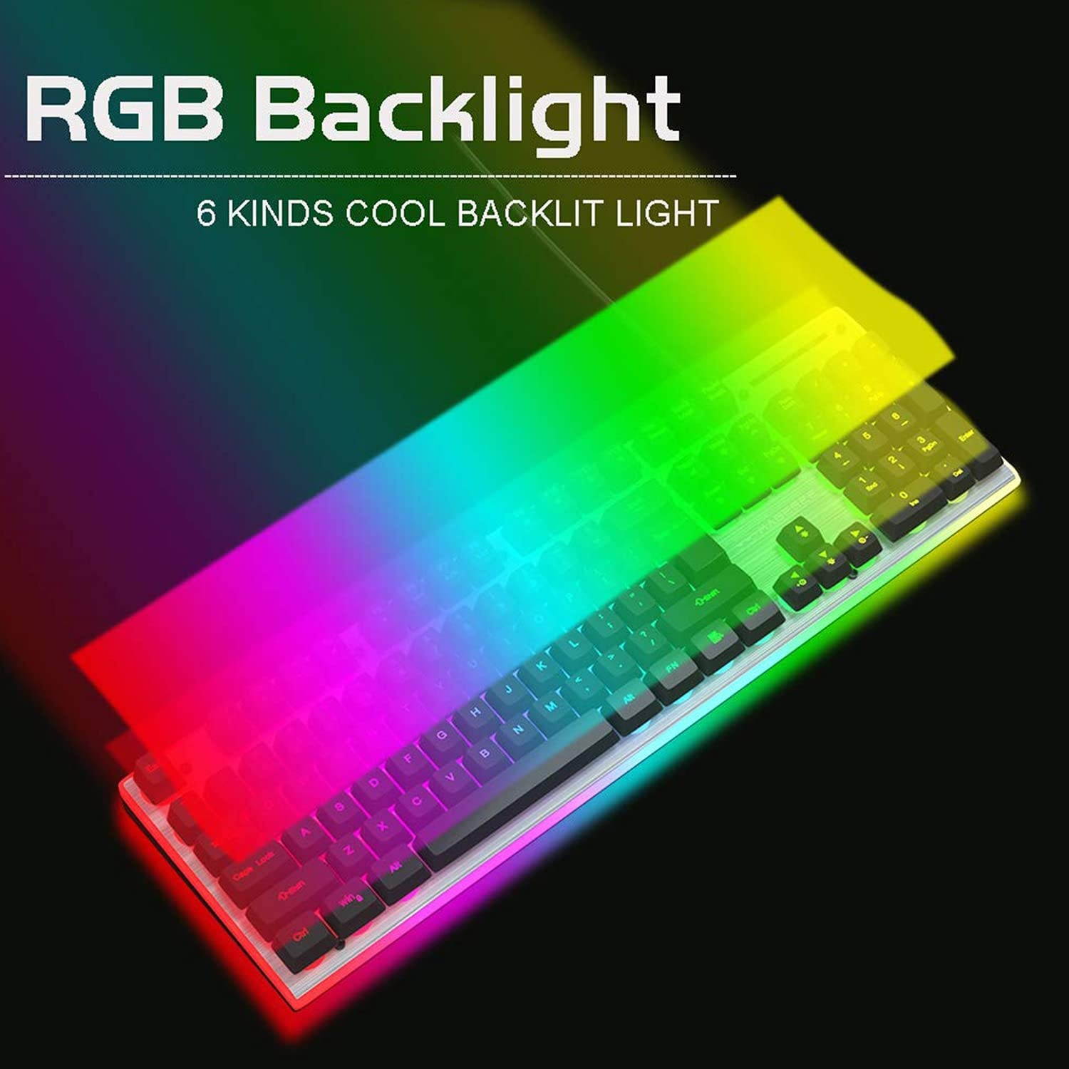 Gaming Keyboard and Mouse Combo, MageGee GT838 RGB Backlit Keyboard 104 Keys Aluminum Panel USB Quiet Wired Computer Keyboard for Windows PC Laptop - Black/Silver