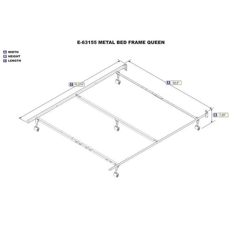 Atlantic Metal Bed Frame T-TXL-F-Q with Glides - Atlantic Furniture
