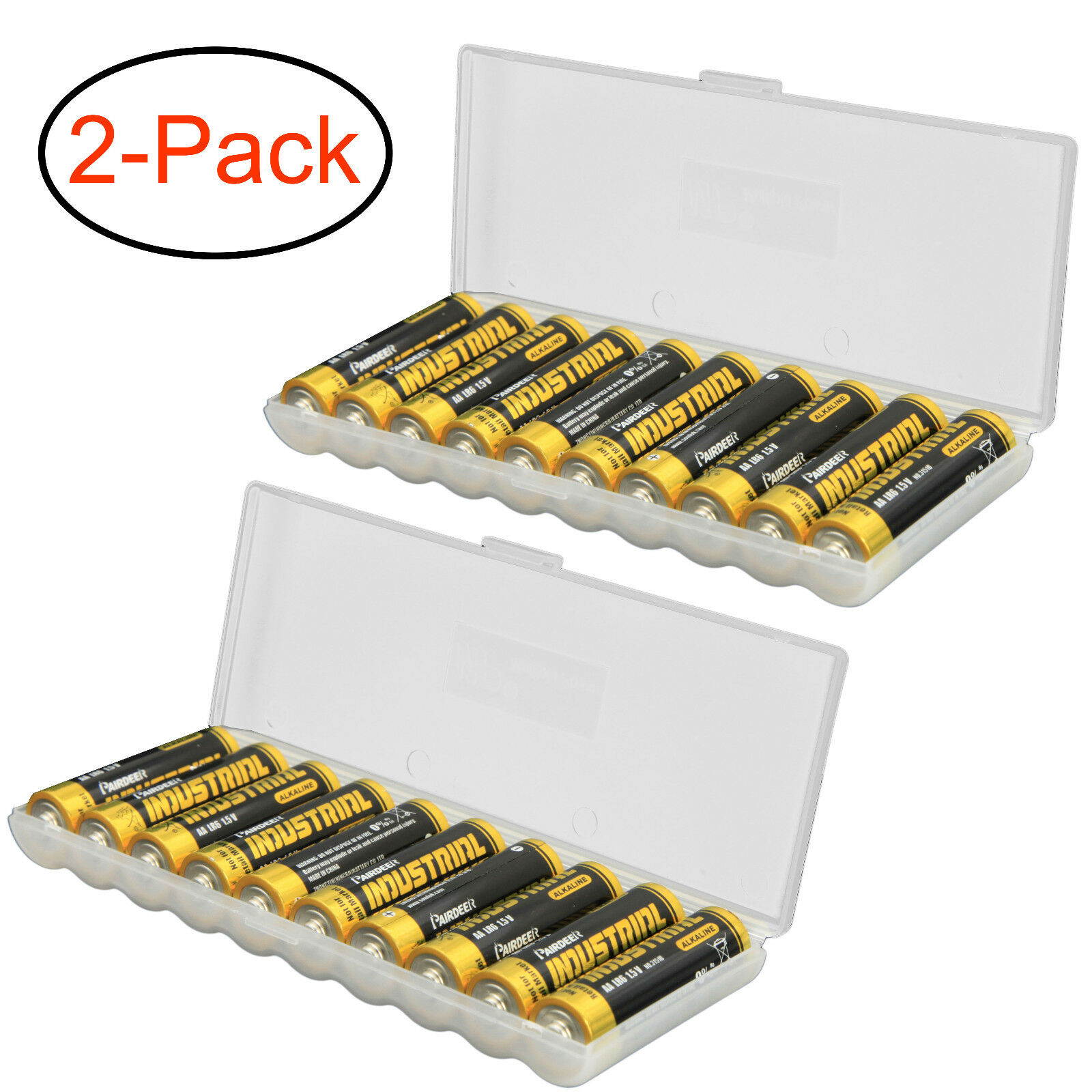 Clear AAA Plastic Battery Storage Case/Organizer/Holder For 10 AAA batteries 2PK