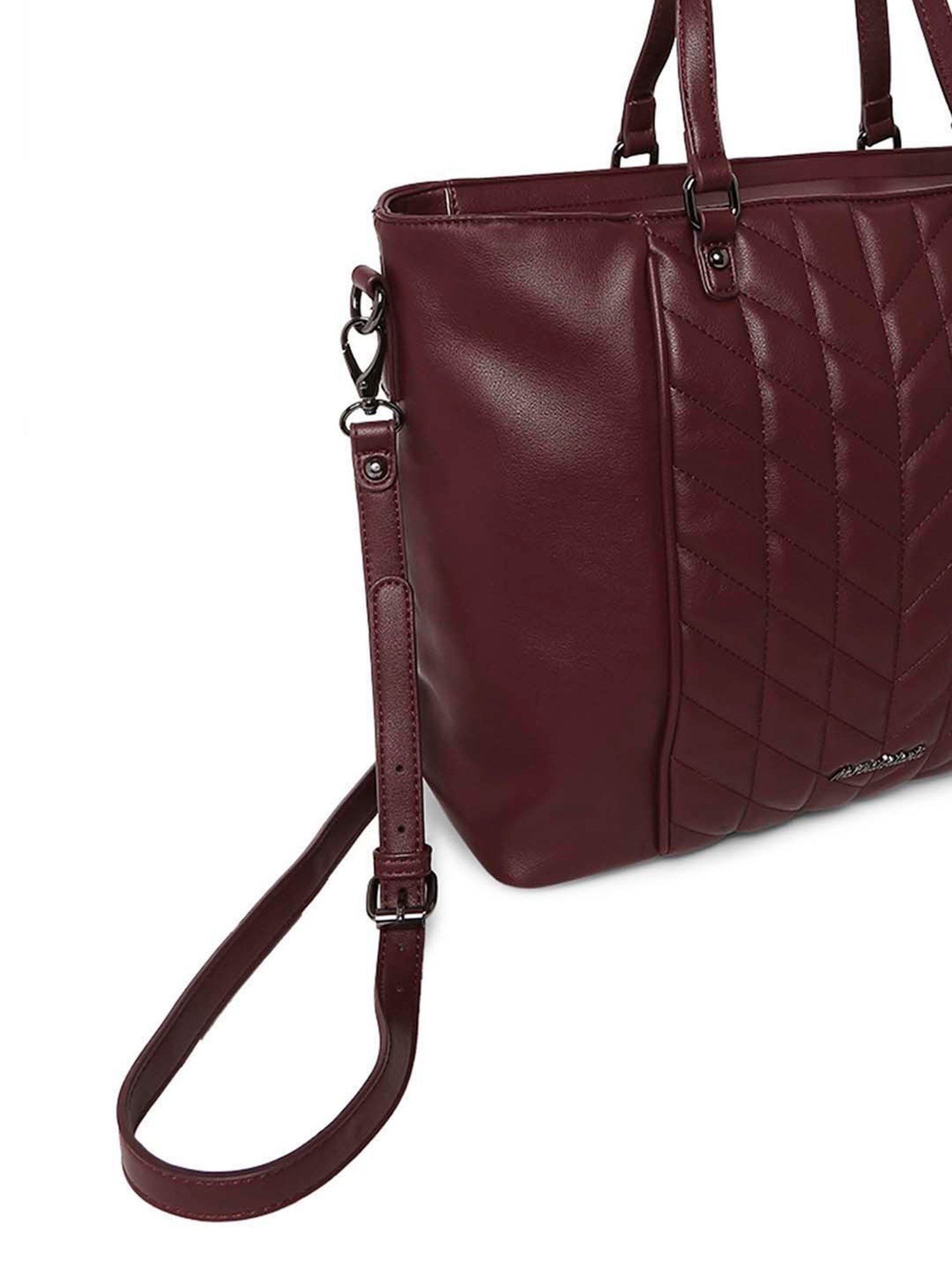 Marina Galanti Maroon Quilted Medium Tote Handbag