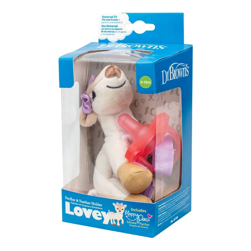 Dr. Brown's Deer Lovey with Pink One-Piece Pacifier - Tan