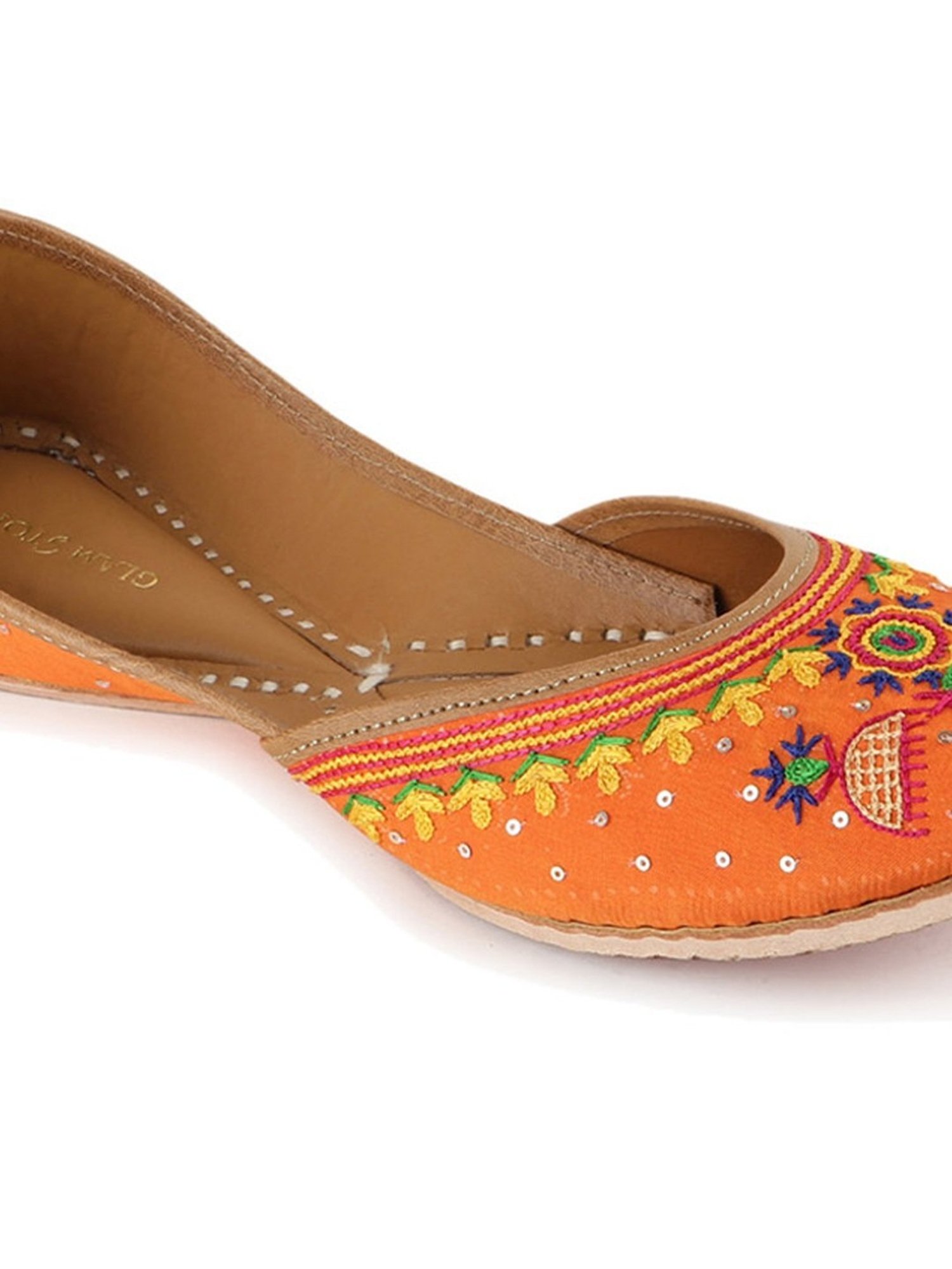 Glam Story Women's Orange Ethnic Juttis