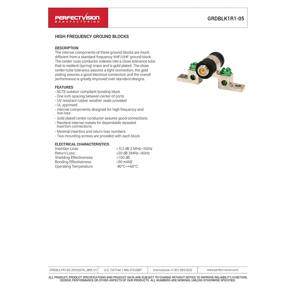 PerfectVision Ground Block, SCTE Single with WS